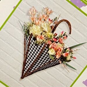 Bins Umbrella Easter Wall Hanging Pocket Basket Wicker Vine Cloth Checkered